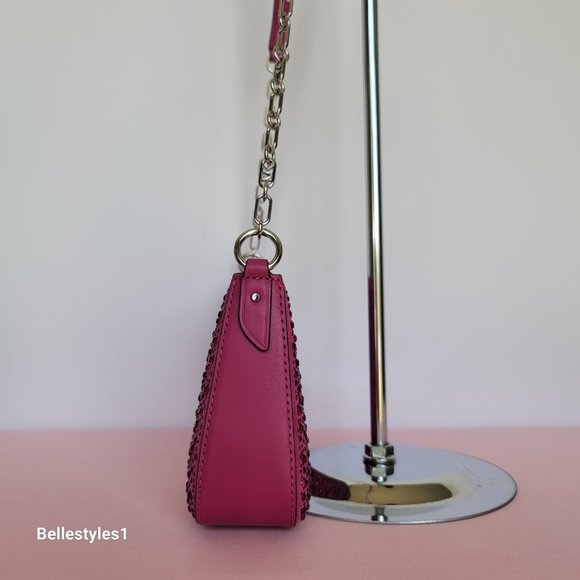 MICHAEL KORS Empire Medium Chain Pouchette Shoulder Bag- Deep Fuchsia⭐ - Picture 9 of 16
